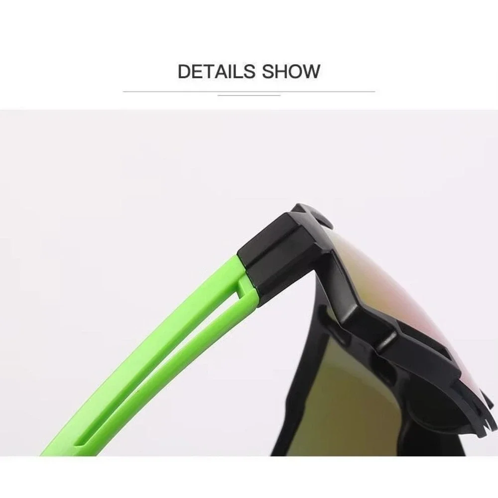 Sport Men Sunglasses Cycling Running Glasses Green Reflective Mirrored Lens Fish